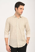 Men's Beige Geometric Print Single Pocket Shirt