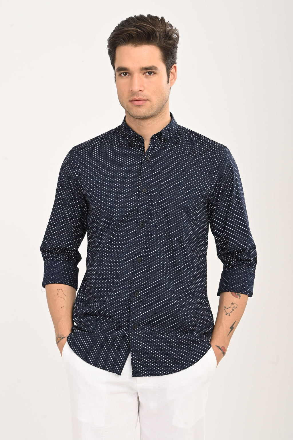 The Navy Micro-Dot Shirt