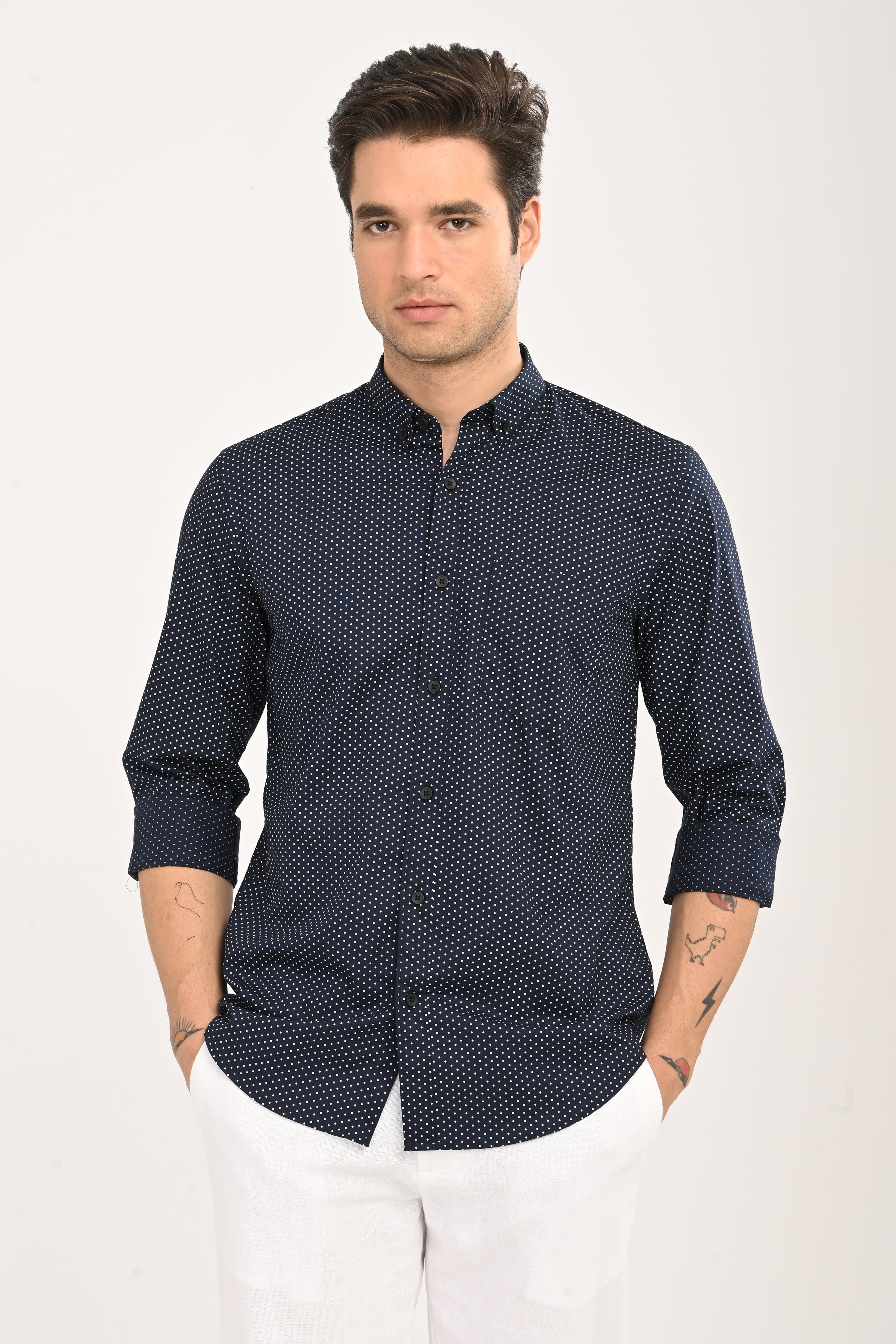 The Navy Micro-Dot Shirt