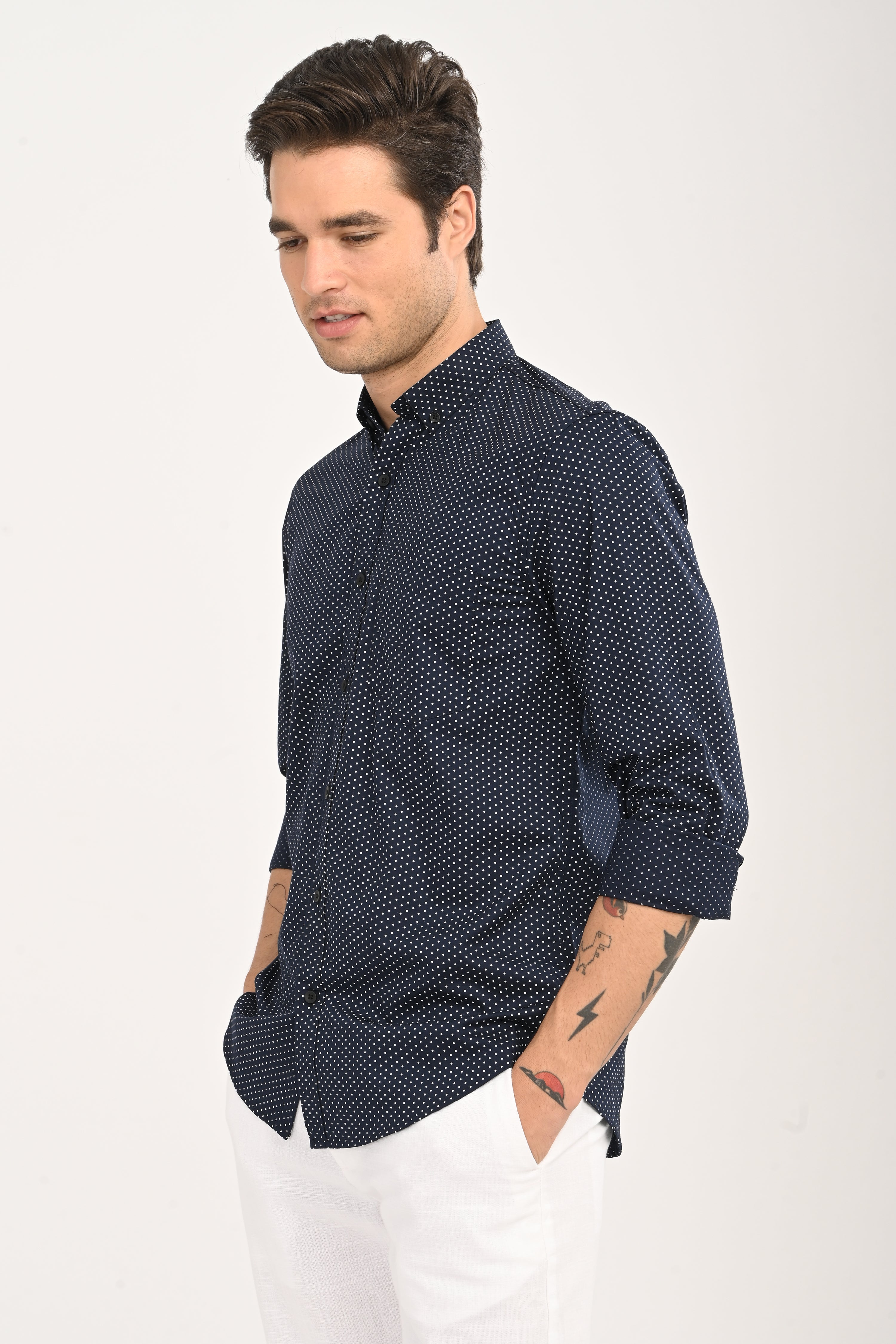 The Navy Micro-Dot Shirt
