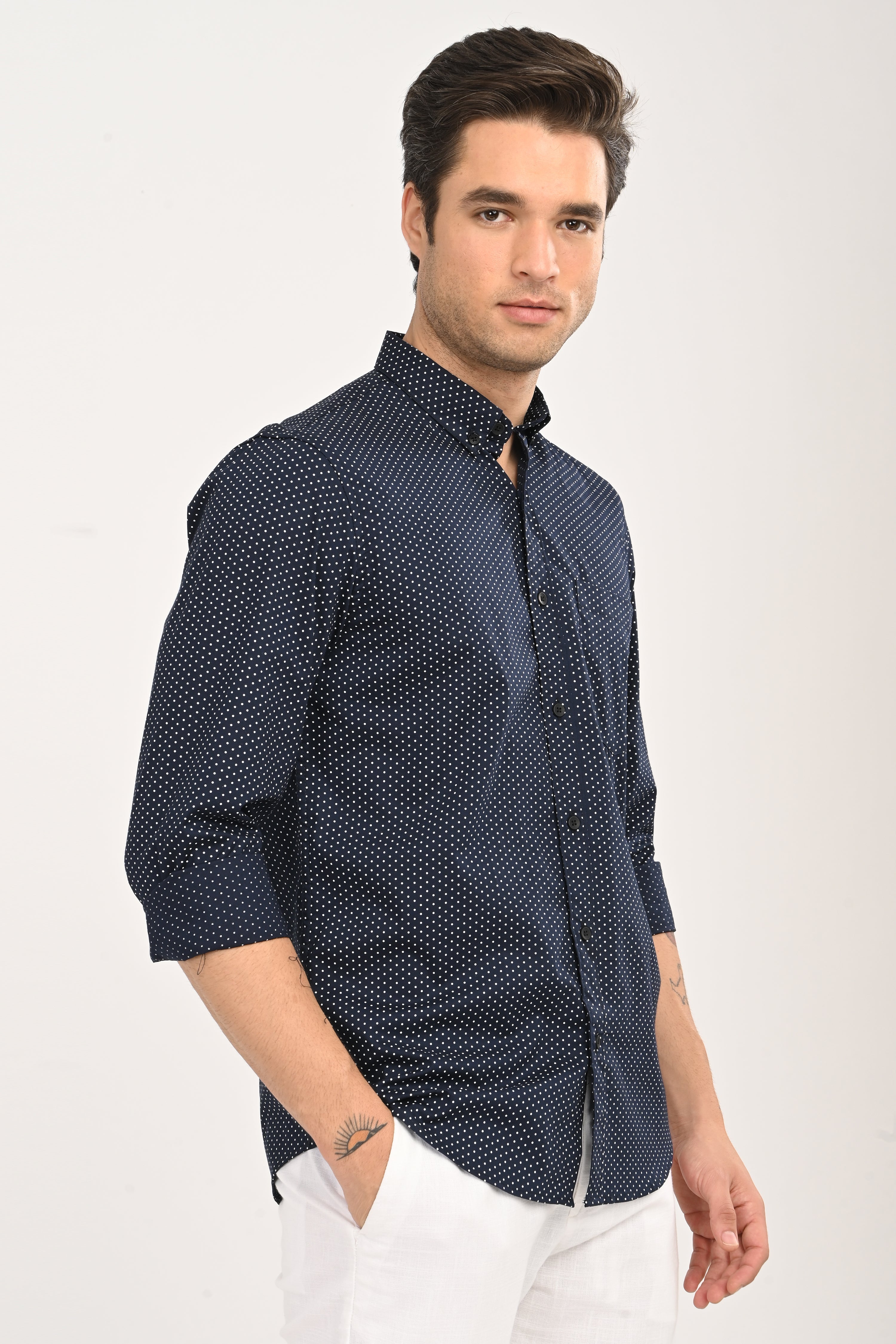 The Navy Micro-Dot Shirt